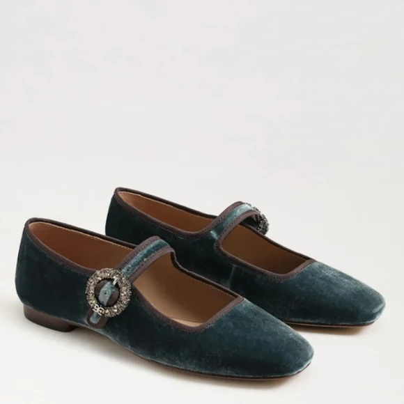 NIB - Sam Edelman Bluestone Velvet Michaela Mary Jane Flat - Size 6 - Picture 8 of 16